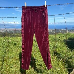NWT Joes Jean Velour Track Loungewear Burgundy Elastic waist Pants Small